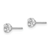 14K White Gold CZ Stud Earrings with Polished Rhodium Finish